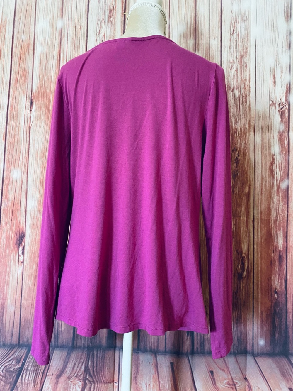 Women’s Large Blouse Cato Dark Pink Long Sleeves Round Neck Soft Stretch - Picture 5 of 11